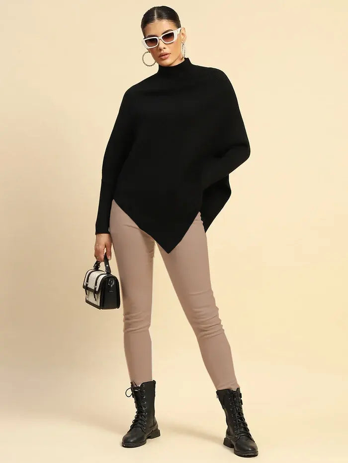 Black Viscose Slim Fit Pullover - Global Republic