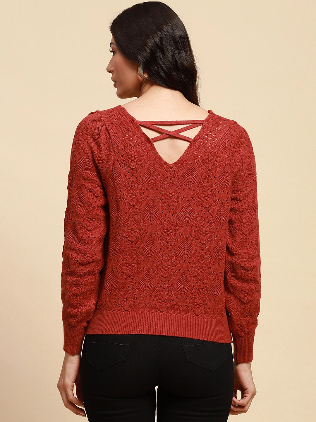 Rust Viscose Relaxed Fit Pullover - Global Republic