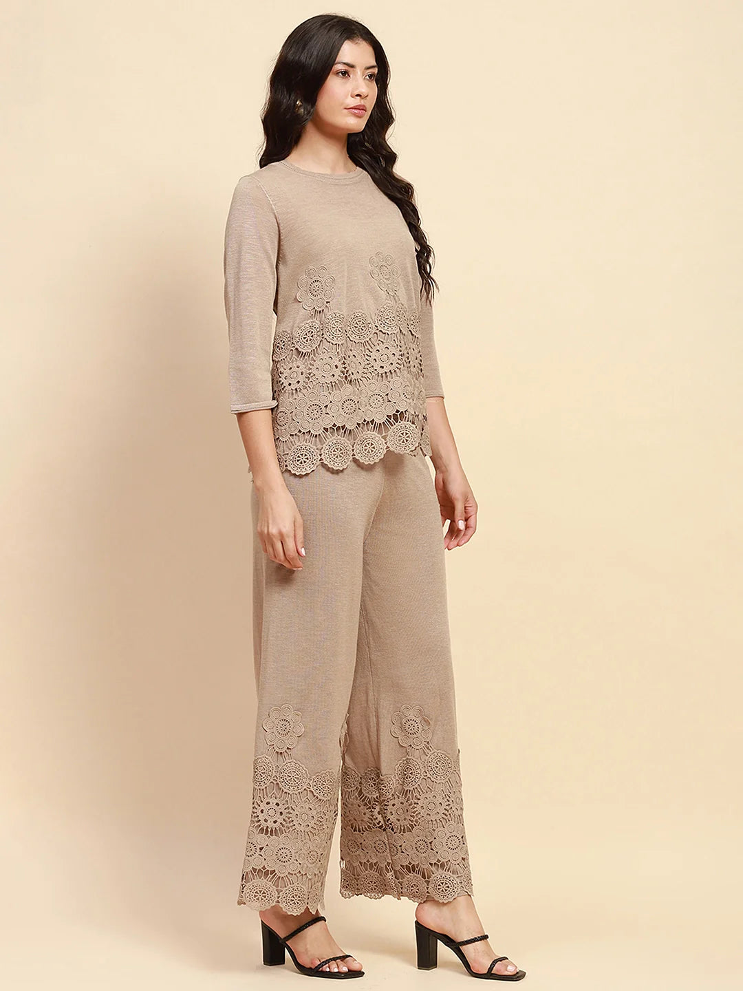 Khaki Viscose Relaxed Fit Co-ord Sets - Global Republic