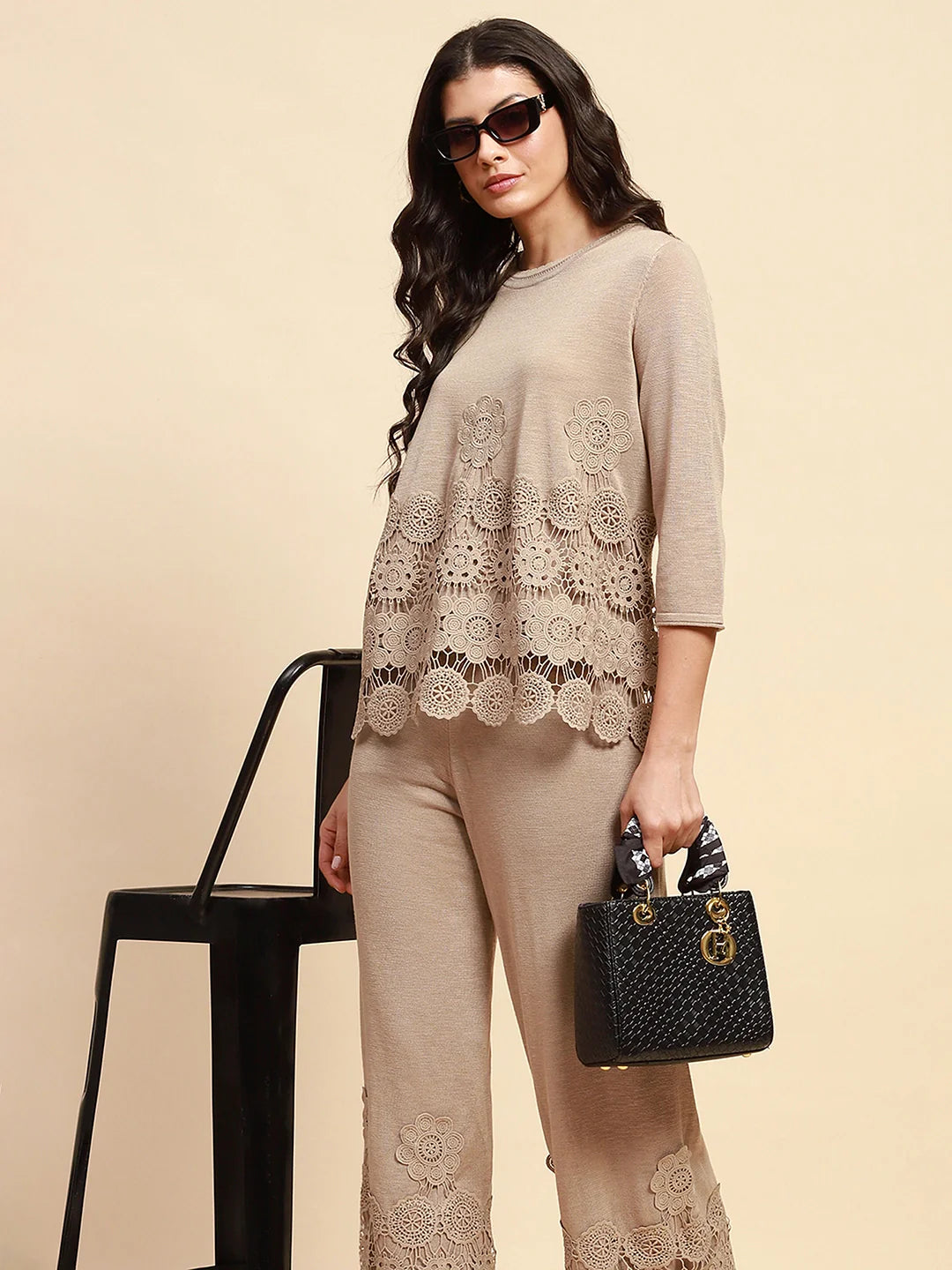Khaki Viscose Relaxed Fit Co-ord Sets - Global Republic