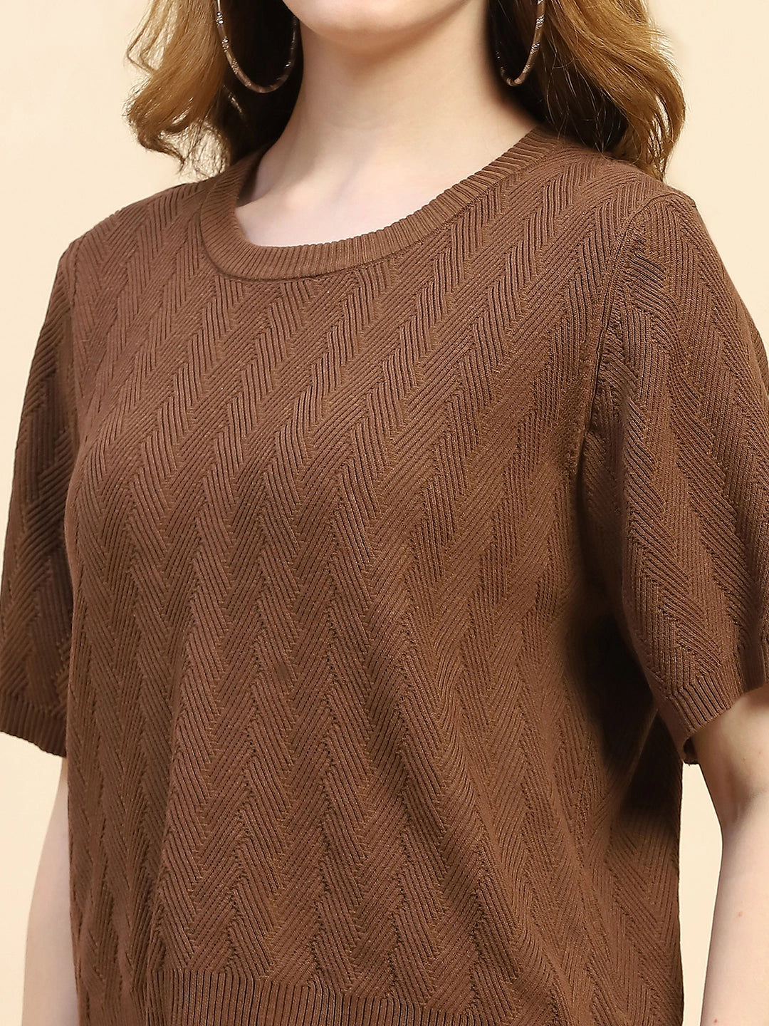 Brown Solid Viscose Blend Co-ord Set - Global Republic