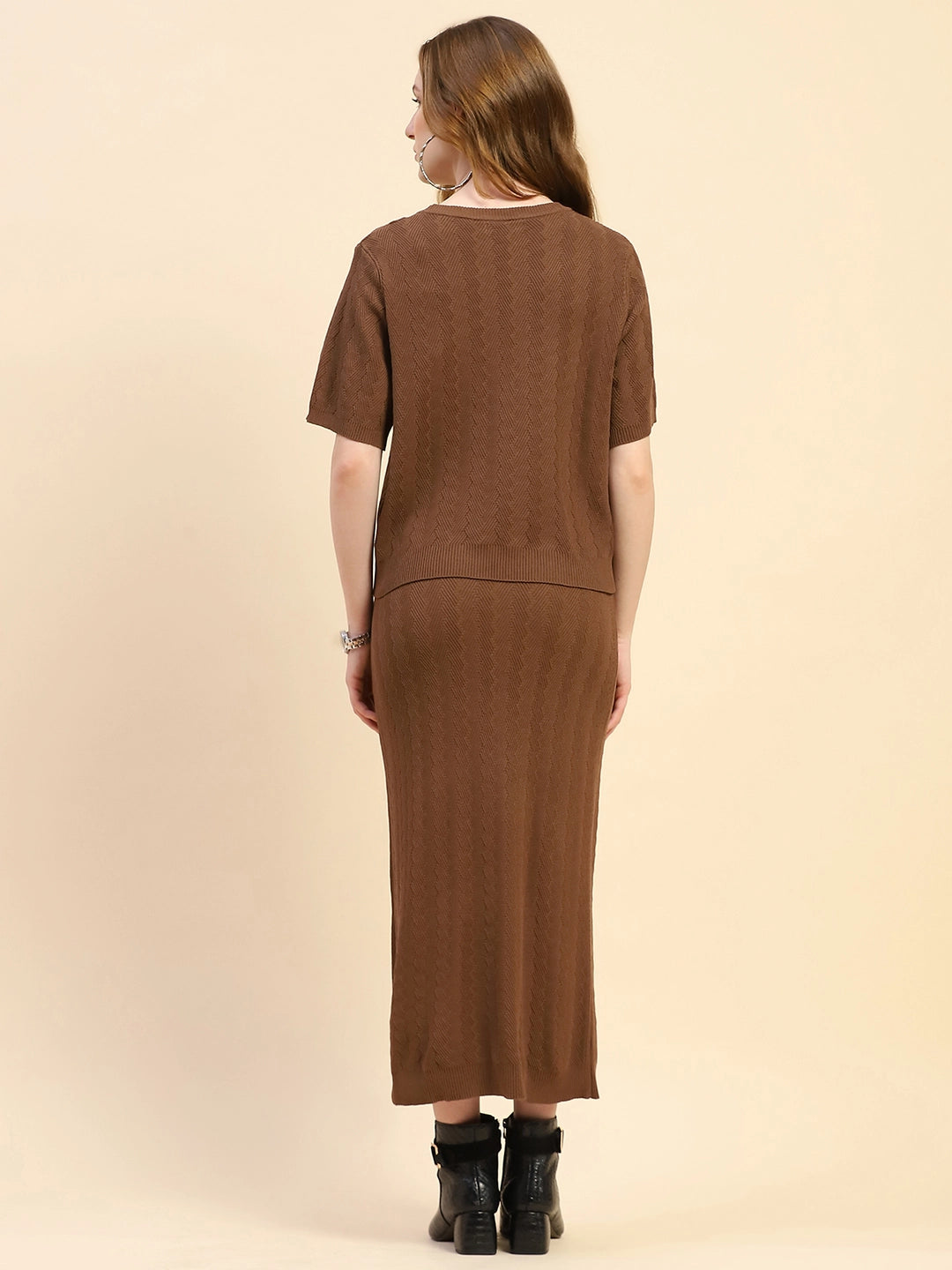 Brown Solid Viscose Blend Co-ord Set - Global Republic