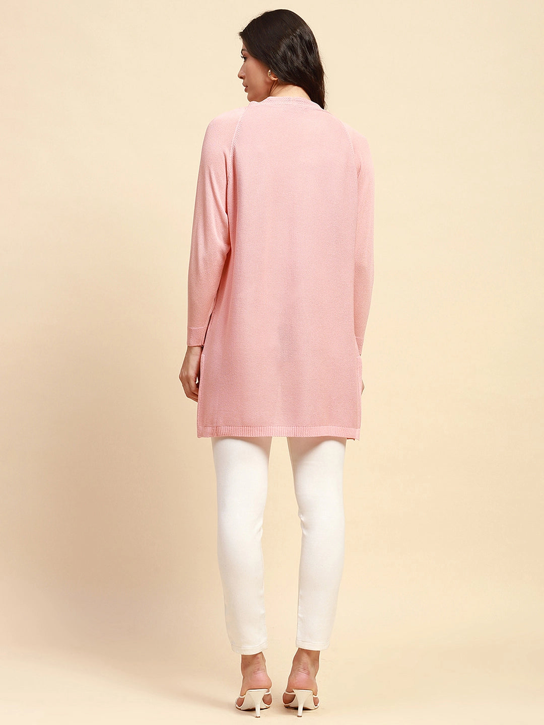 Pink Viscose Loose Fit Winter Shrug - Global Republic