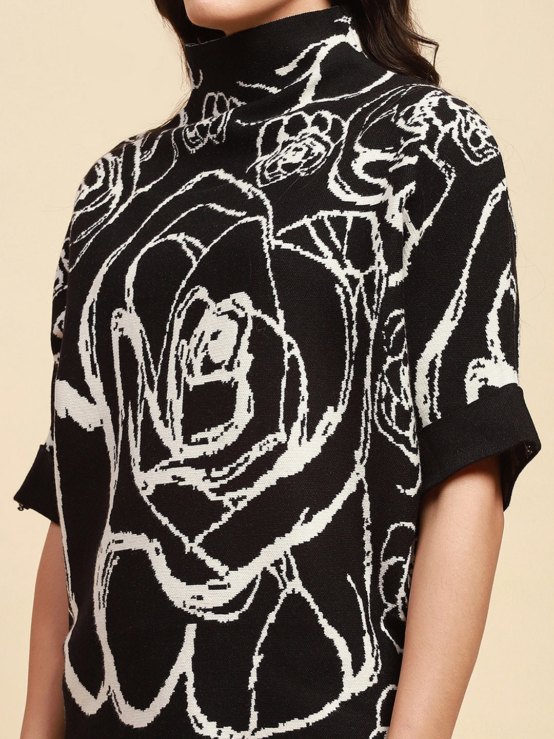 Black Viscose Blend Loose Fit Pullover - Global Republic