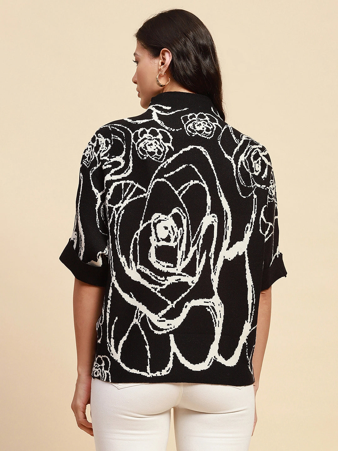 Black Viscose Blend Loose Fit Pullover - Global Republic