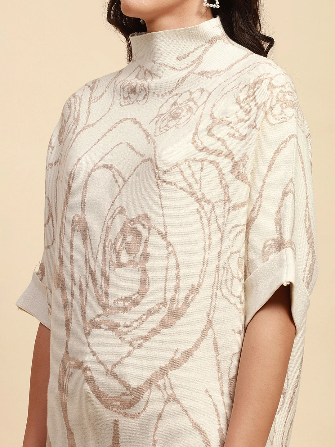 Off White Viscose Loose Fit Pullover - Global Republic