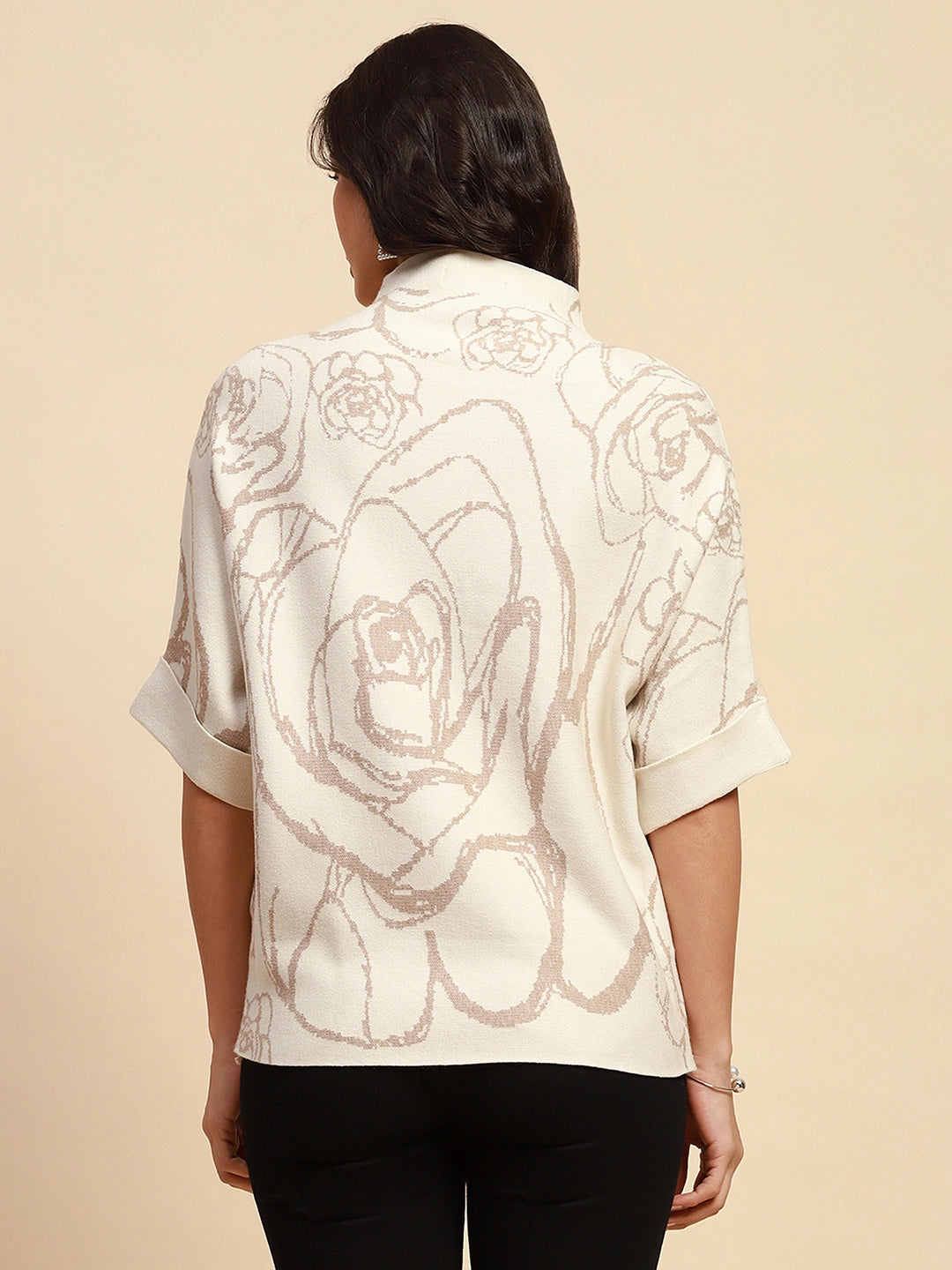 Off White Viscose Loose Fit Pullover - Global Republic