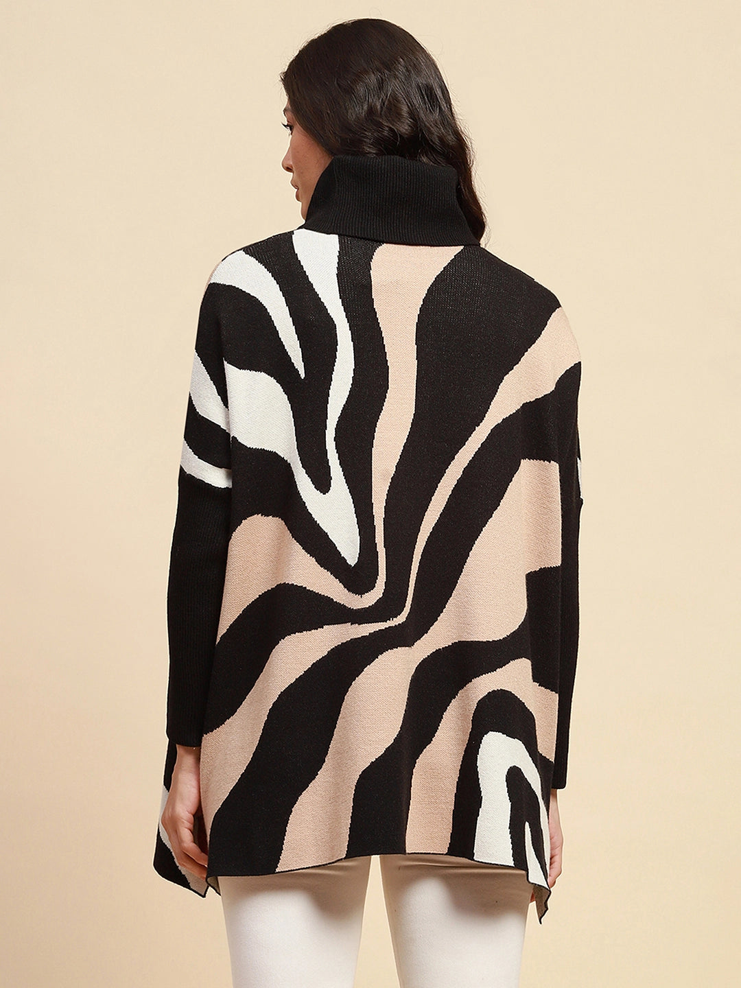 Beige Loose Fit Viscose Blend Pullover - Global Republic