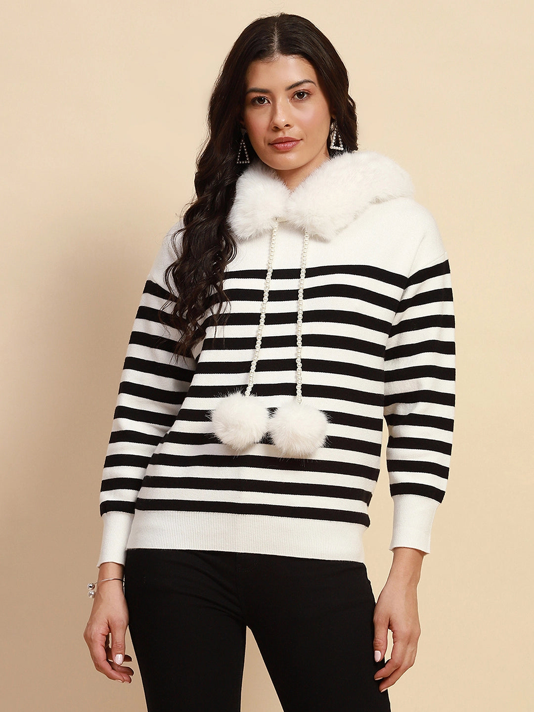 White Viscose Relaxed Fit Pullover - Global Republic