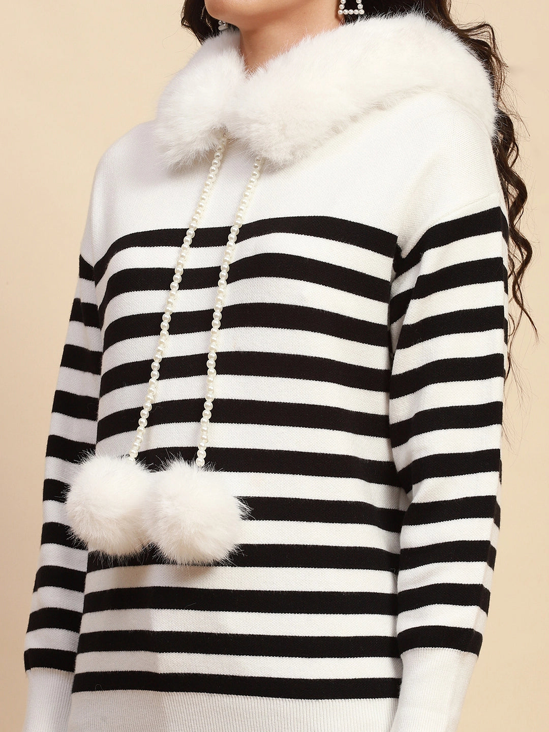 White Viscose Relaxed Fit Pullover - Global Republic