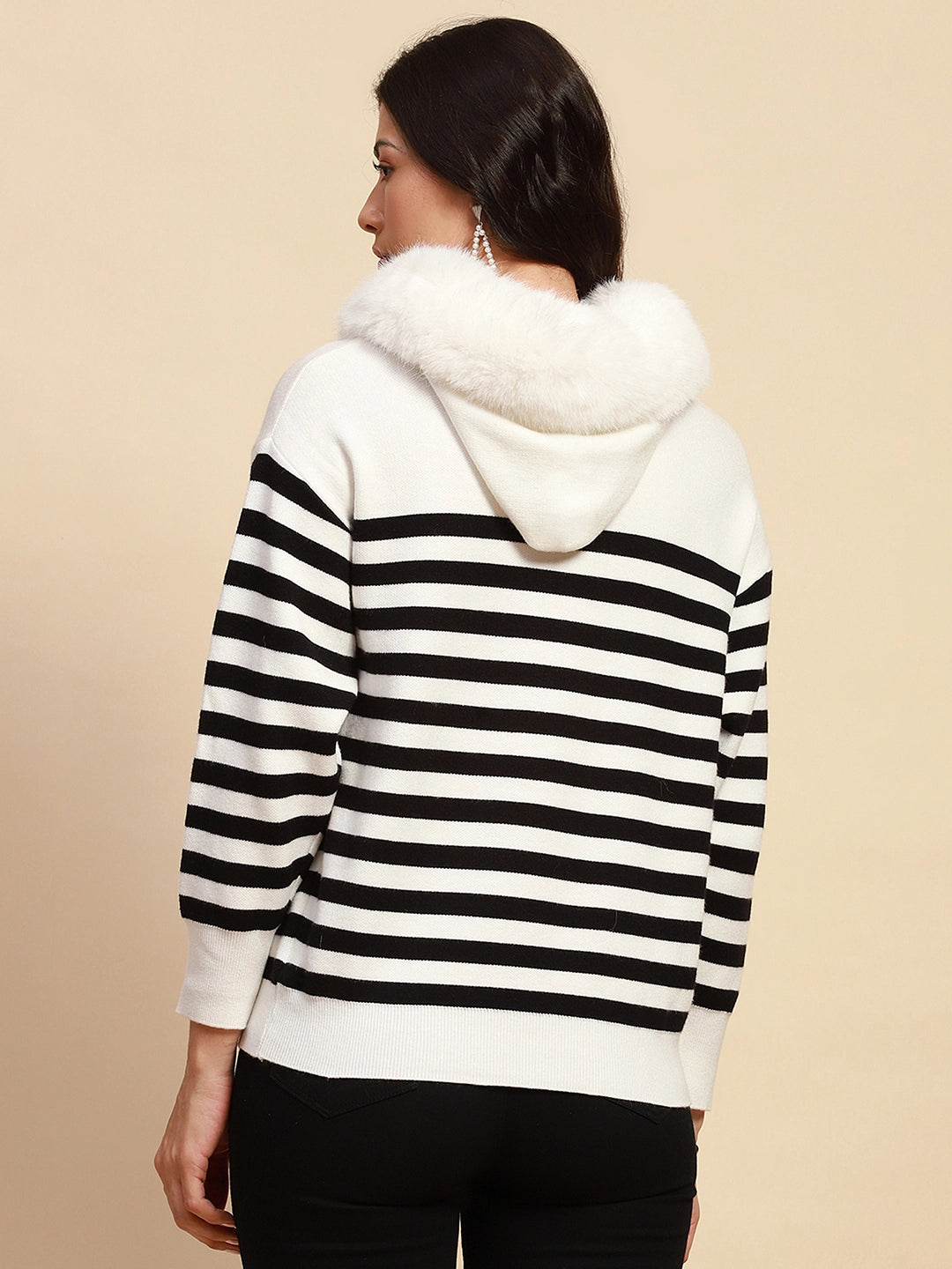 White Viscose Relaxed Fit Pullover - Global Republic