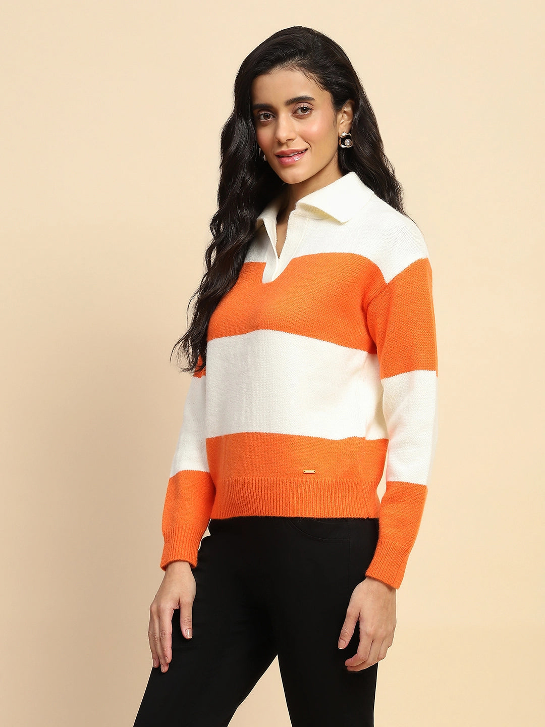 Orange Wool Blend Winter Pullover - Global Republic