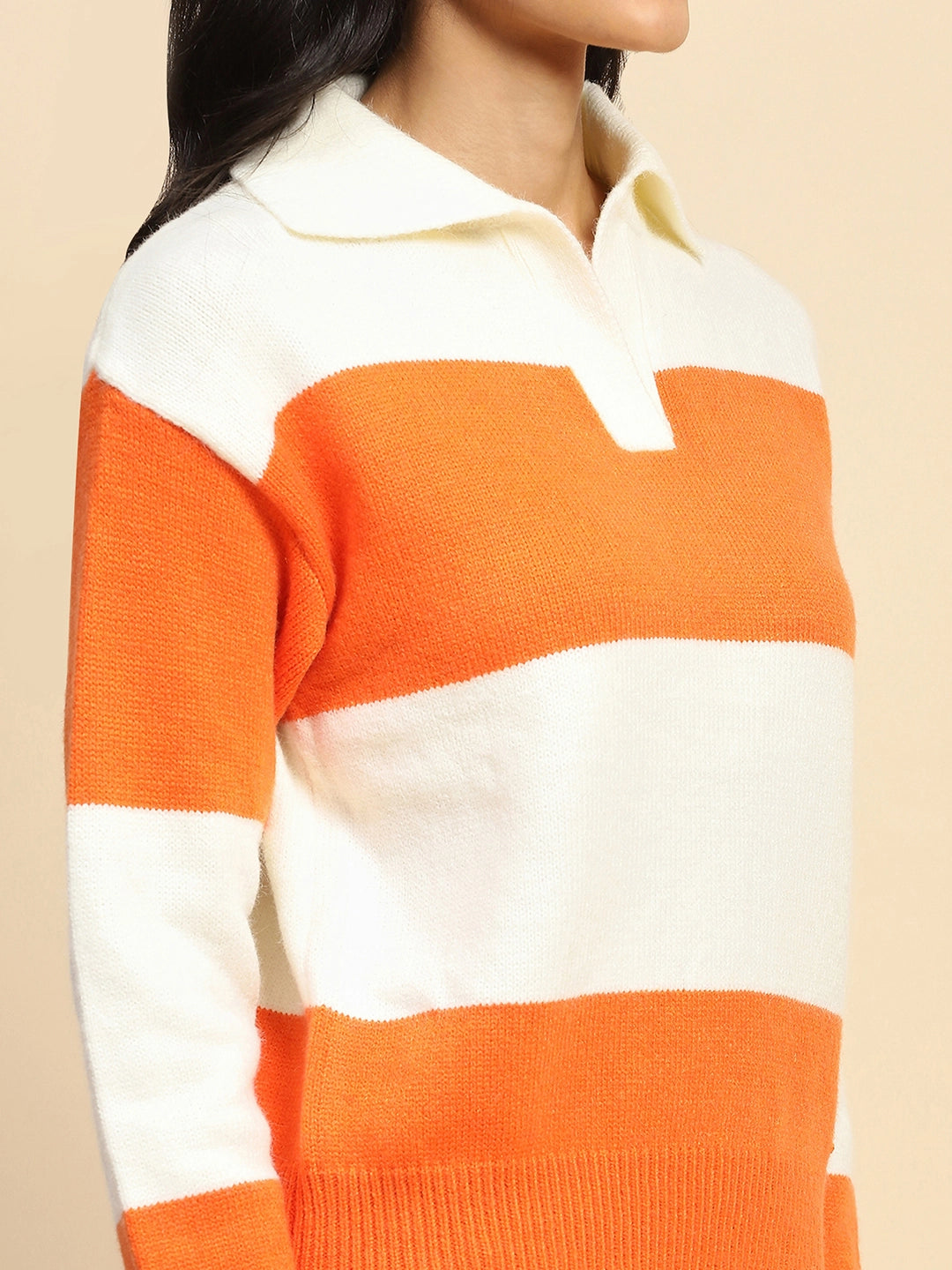 Orange Wool Blend Winter Pullover - Global Republic