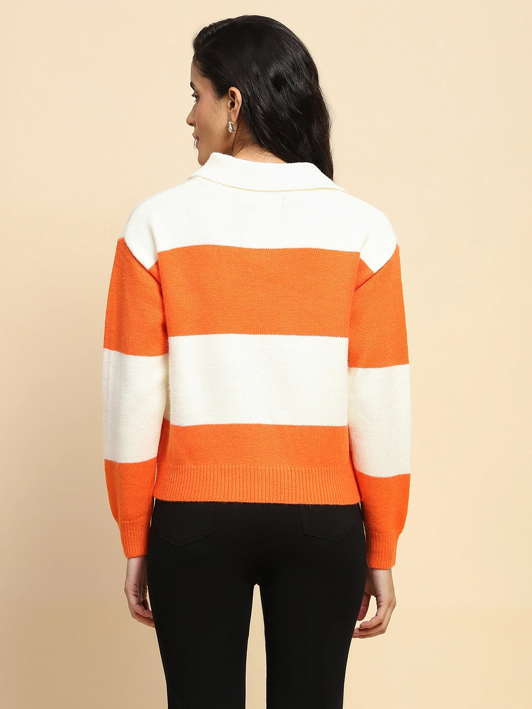 Orange Wool Blend Winter Pullover - Global Republic