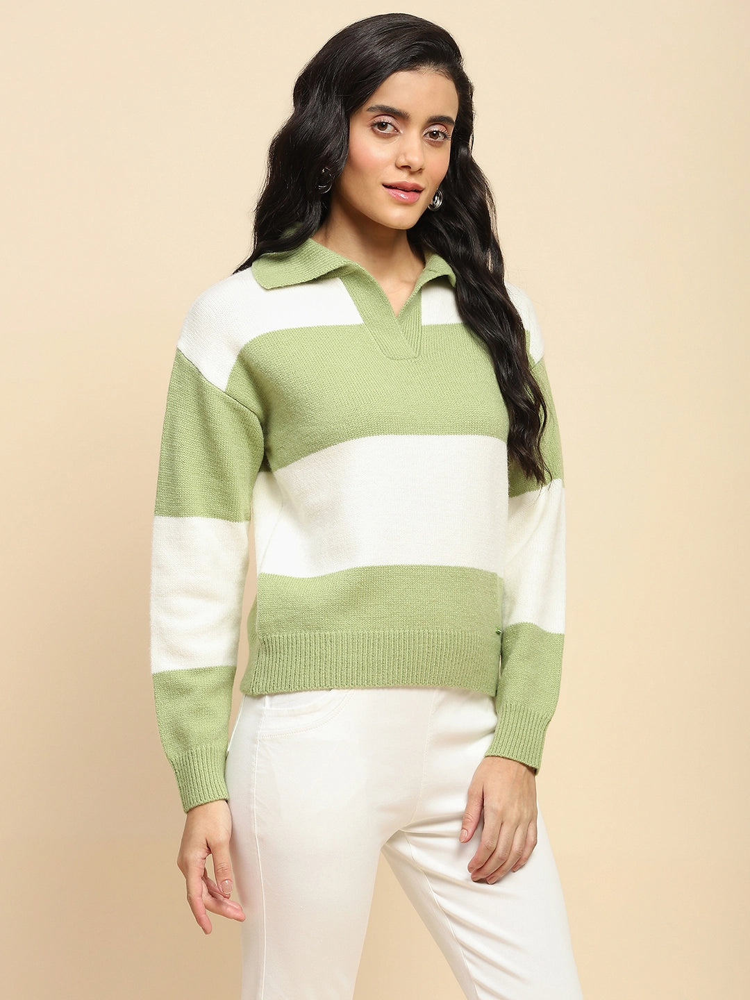 Green Wool Blend Relaxed Fit Pullover - Global Republic