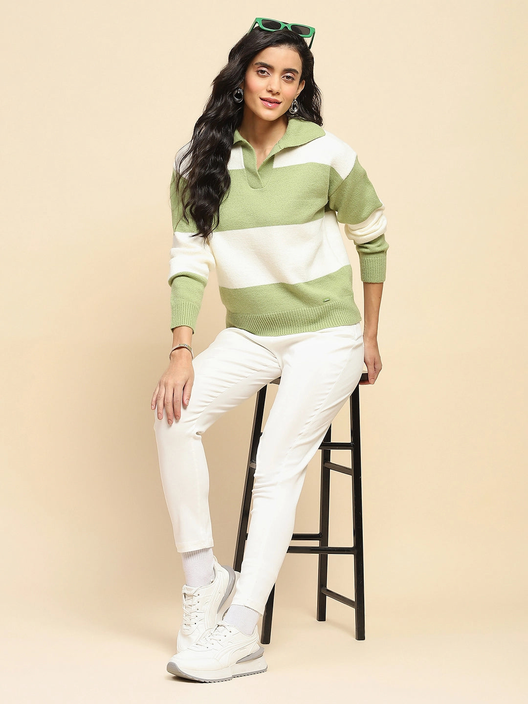 Green Wool Blend Relaxed Fit Pullover - Global Republic