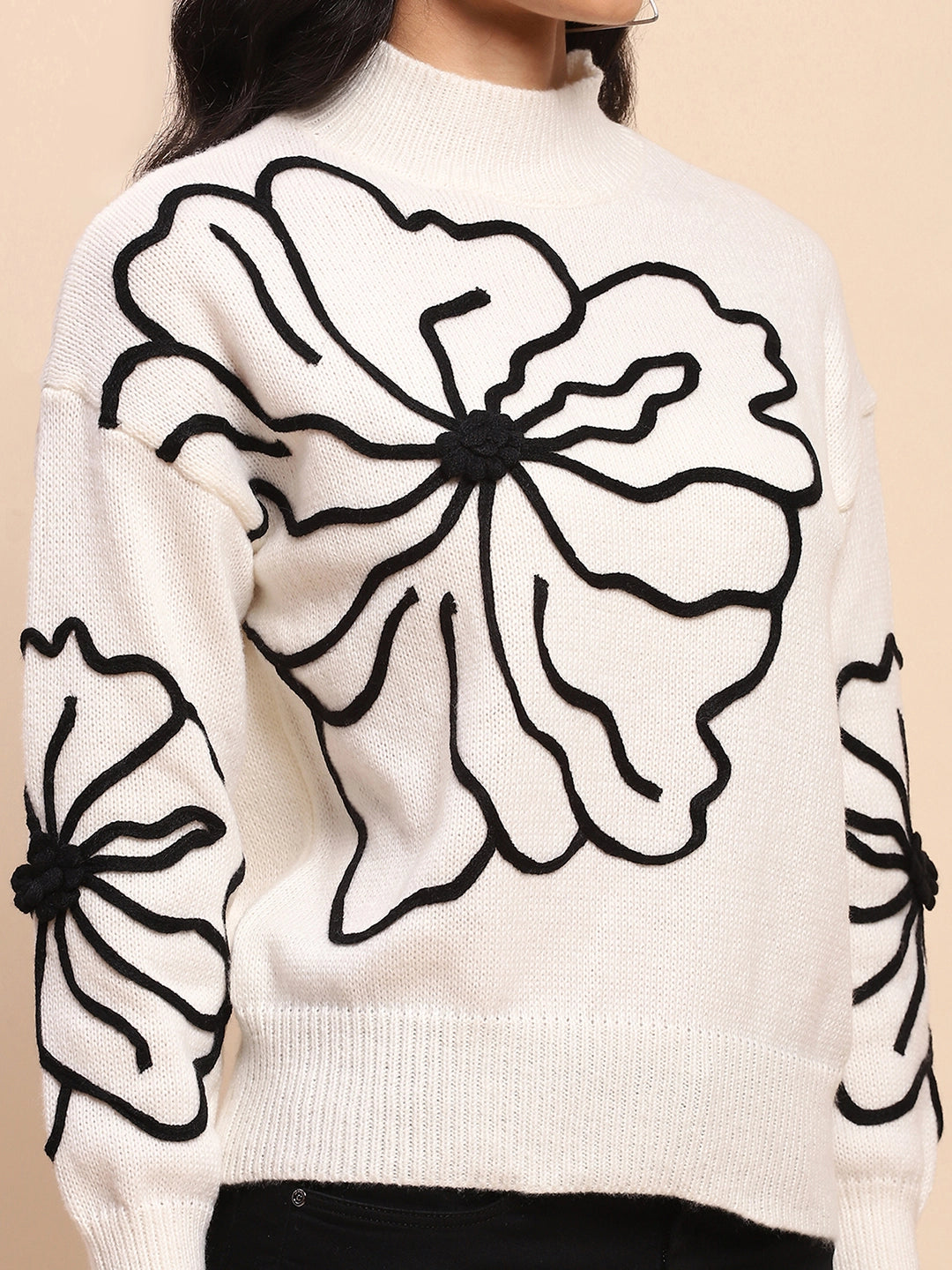 Off White Wool Blend Pullover - Global Republic