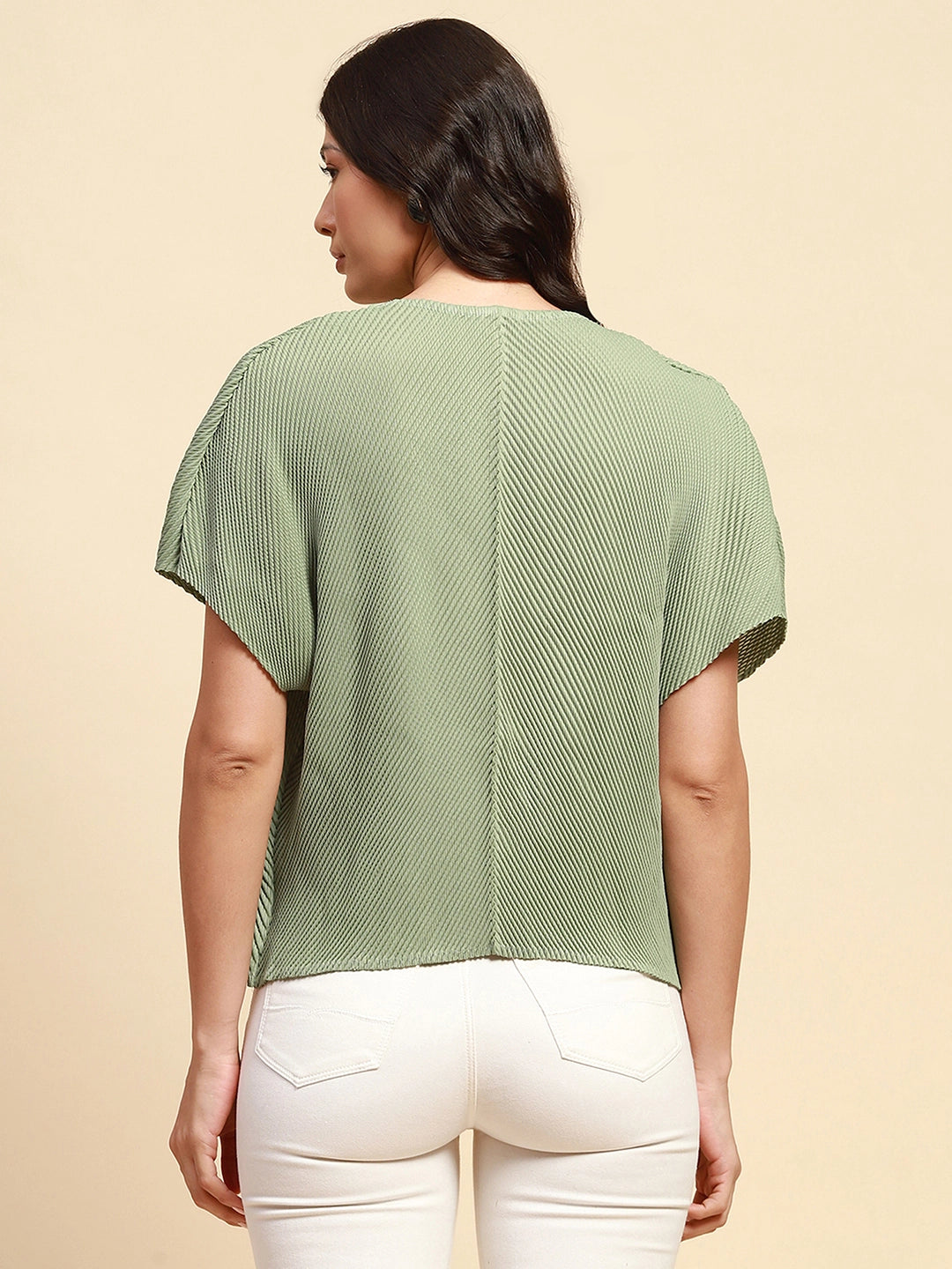 Mint Green Loose Fit Blouson Top For Women - Global Republic