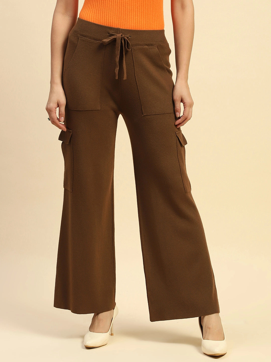 Brown Viscose Cargo Loose Winter Lower - Global Republic