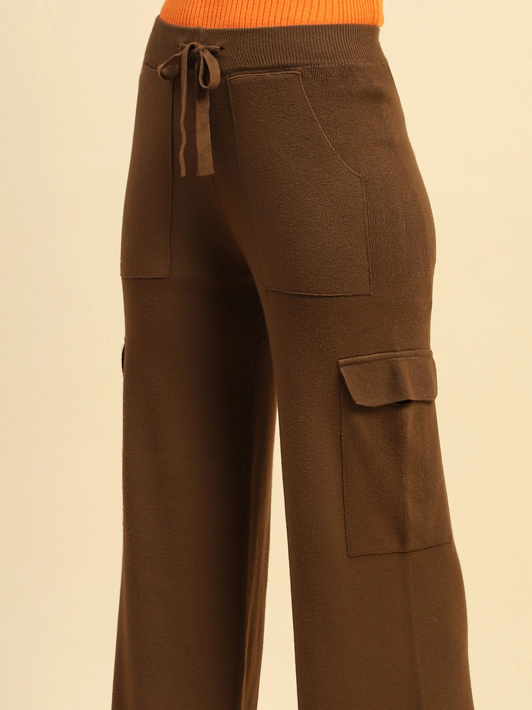 Brown Viscose Cargo Loose Winter Lower - Global Republic