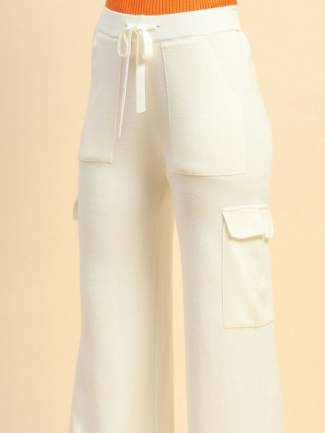 Ecru Viscose Cargo Loose Winter Lower - Global Republic