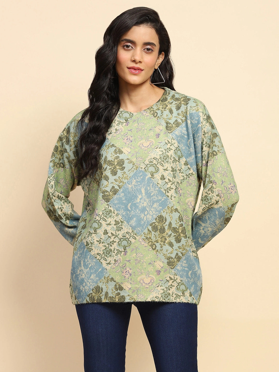 Green Loose Winter Pullover - Global Republic