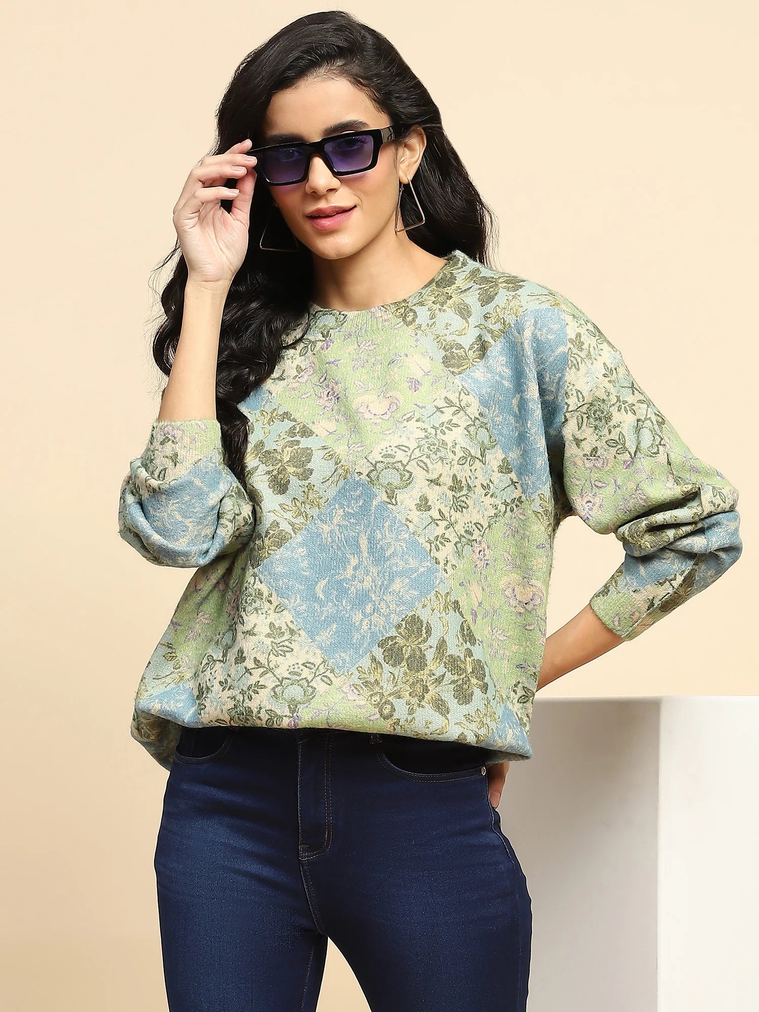 Green Loose Winter Pullover - Global Republic