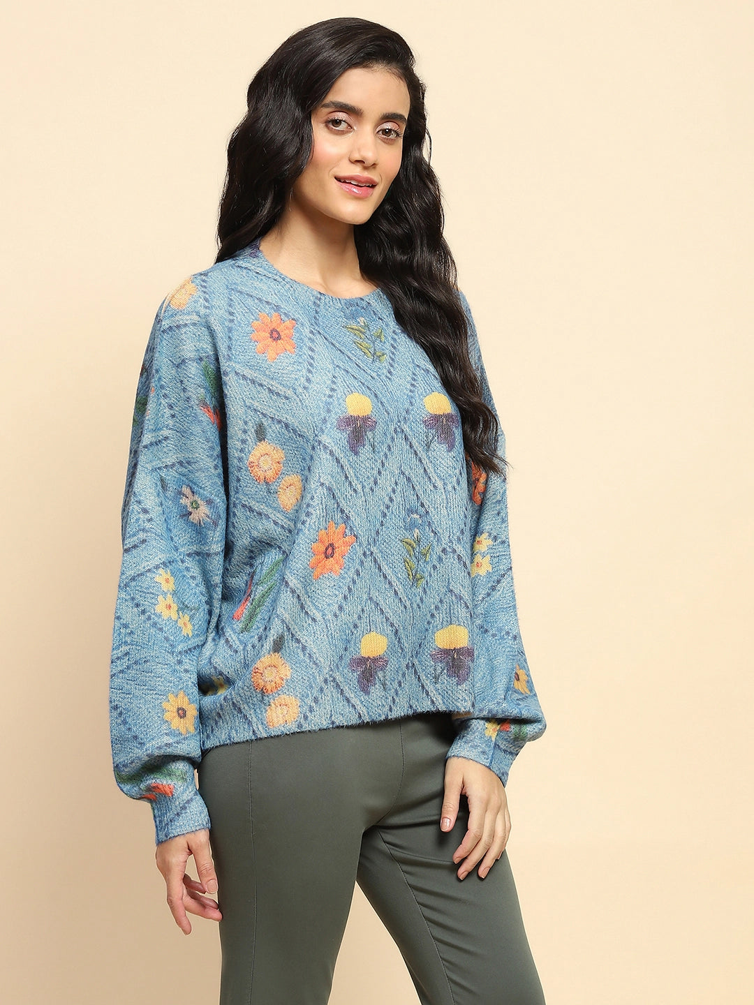 Blue Loose Winter Pullover - Global Republic