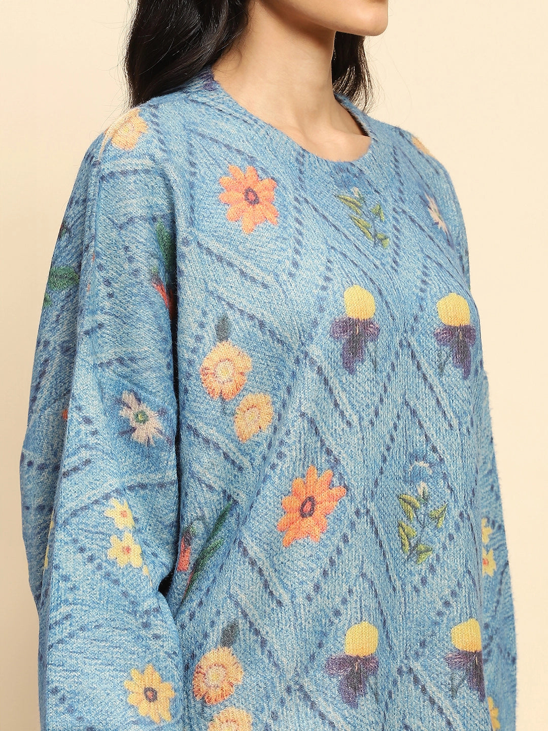 Blue Loose Winter Pullover - Global Republic