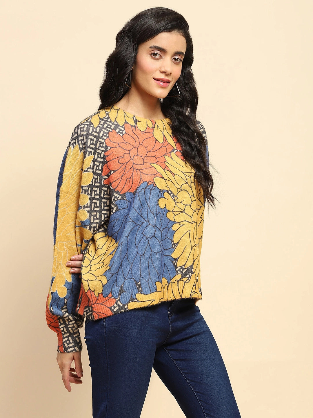 Multicolor Acrylic Loose Winter Pullover - Global Republic