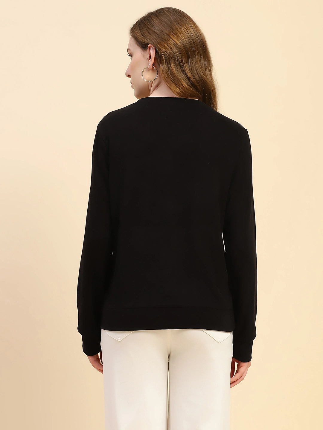 Black Solid Eco Silk Blend Ultra Soft Sweatshirt - Global Republic