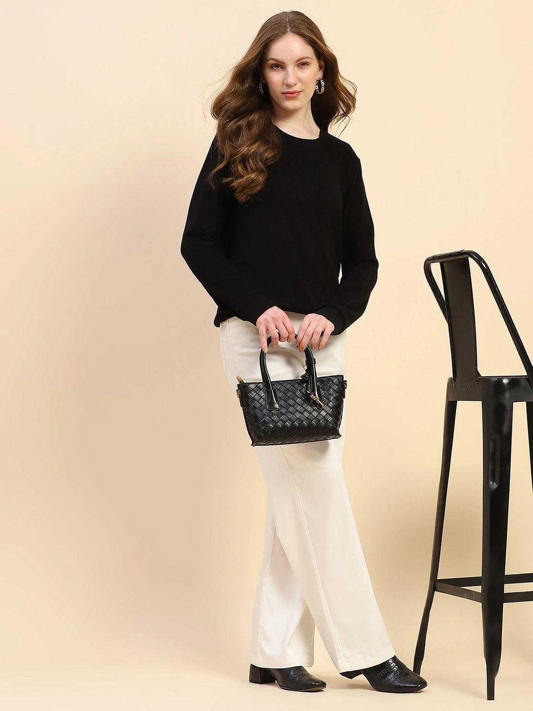 Black Solid Eco Silk Blend Ultra Soft Sweatshirt - Global Republic