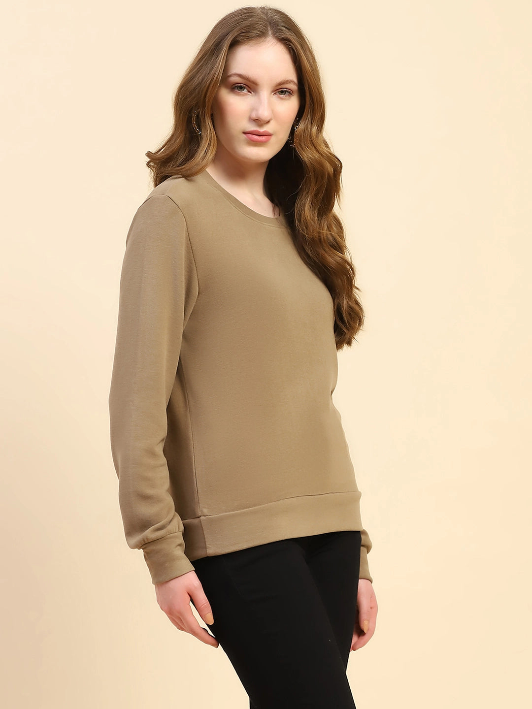 Brown Silk Blend Ultra Soft Sweatshirt - Global Republic