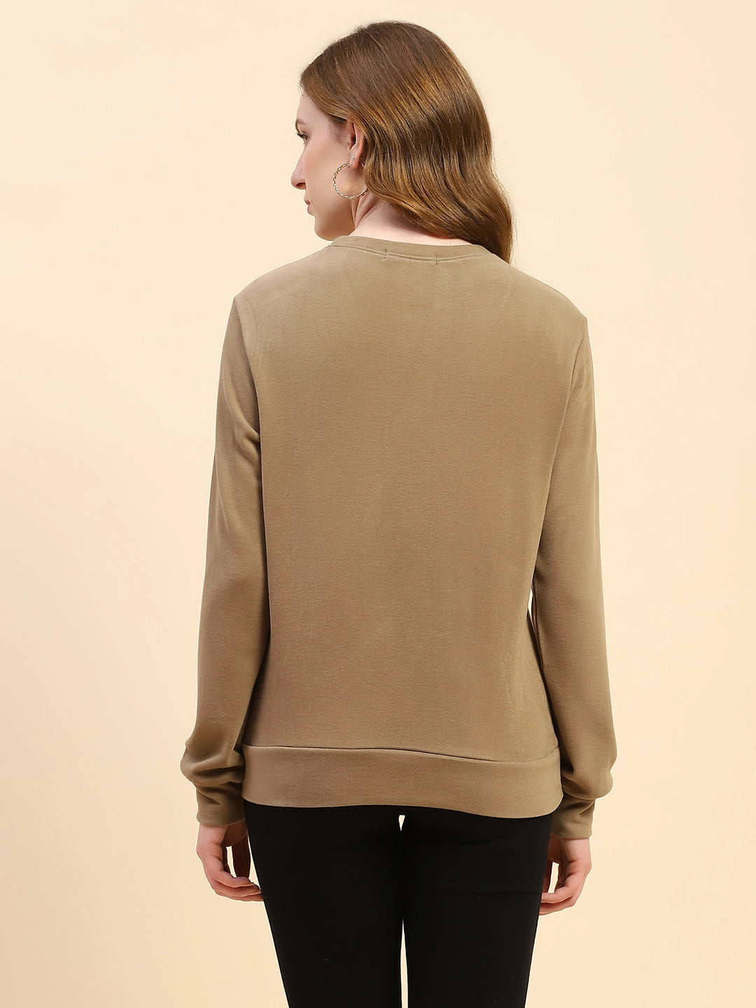 Brown Silk Blend Ultra Soft Sweatshirt - Global Republic