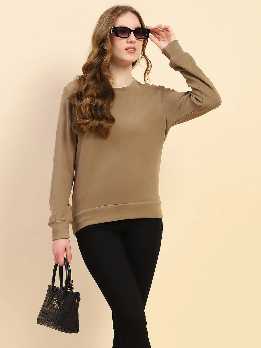 Brown Silk Blend Ultra Soft Sweatshirt - Global Republic