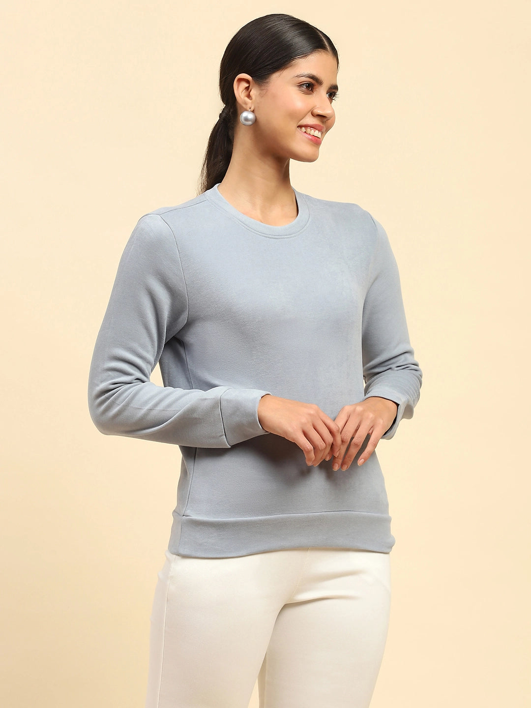 Powder Blue Solid Ultra Soft Sweatshirt - Global Republic