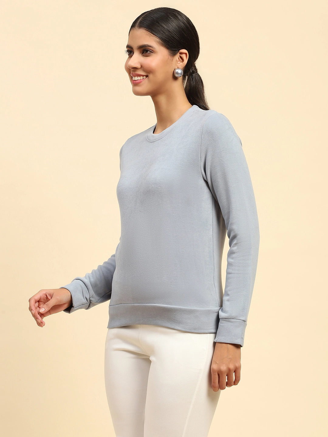 Powder Blue Solid Ultra Soft Sweatshirt - Global Republic