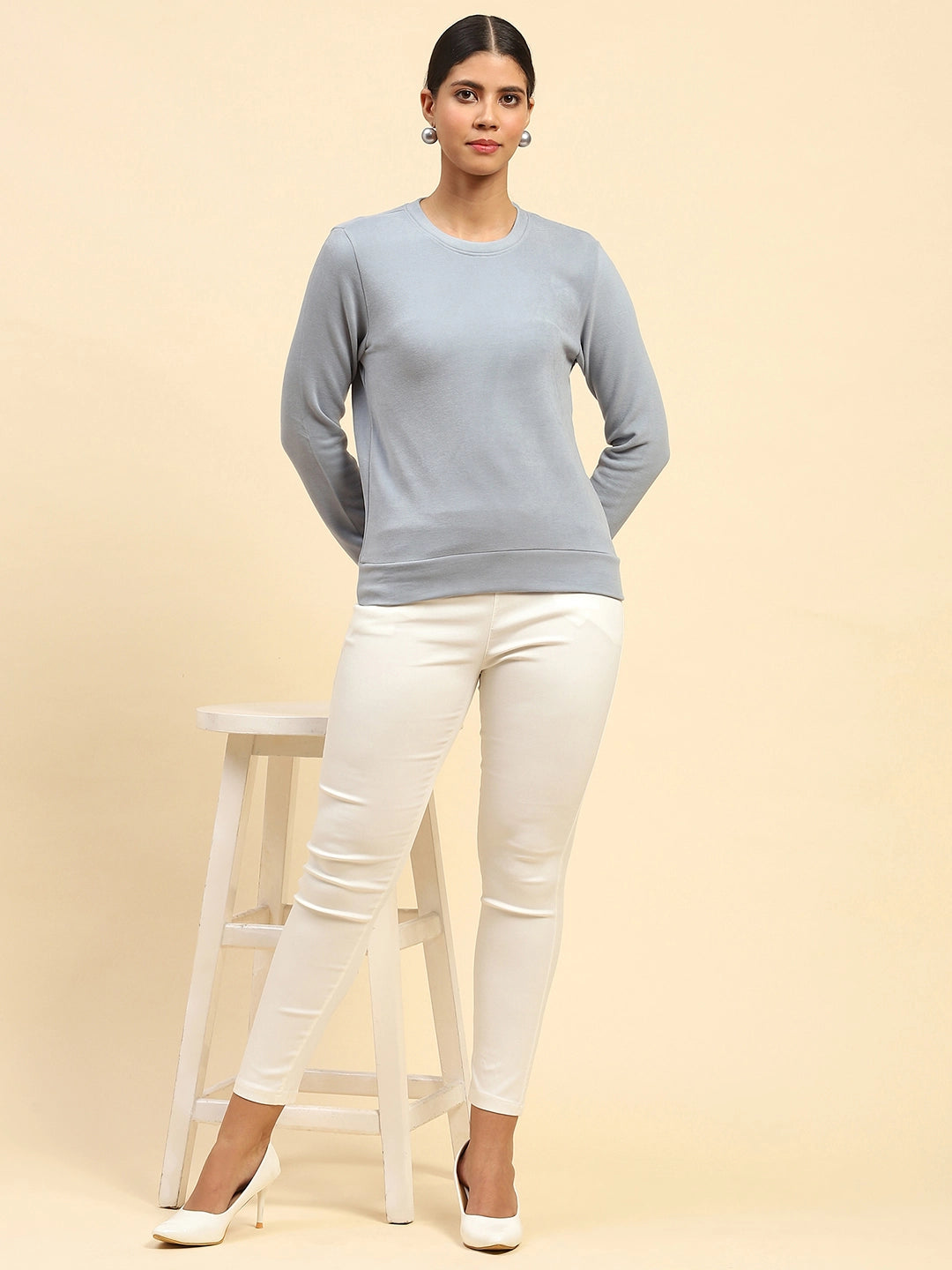 Powder Blue Solid Ultra Soft Sweatshirt - Global Republic