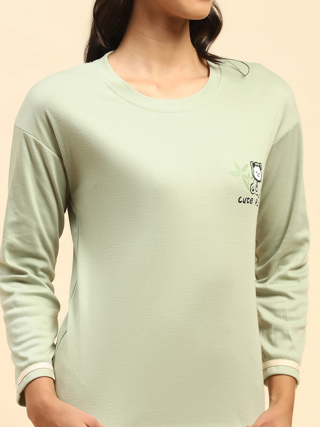 Green Teddy Print Cotton Nightsuit - Global Republic