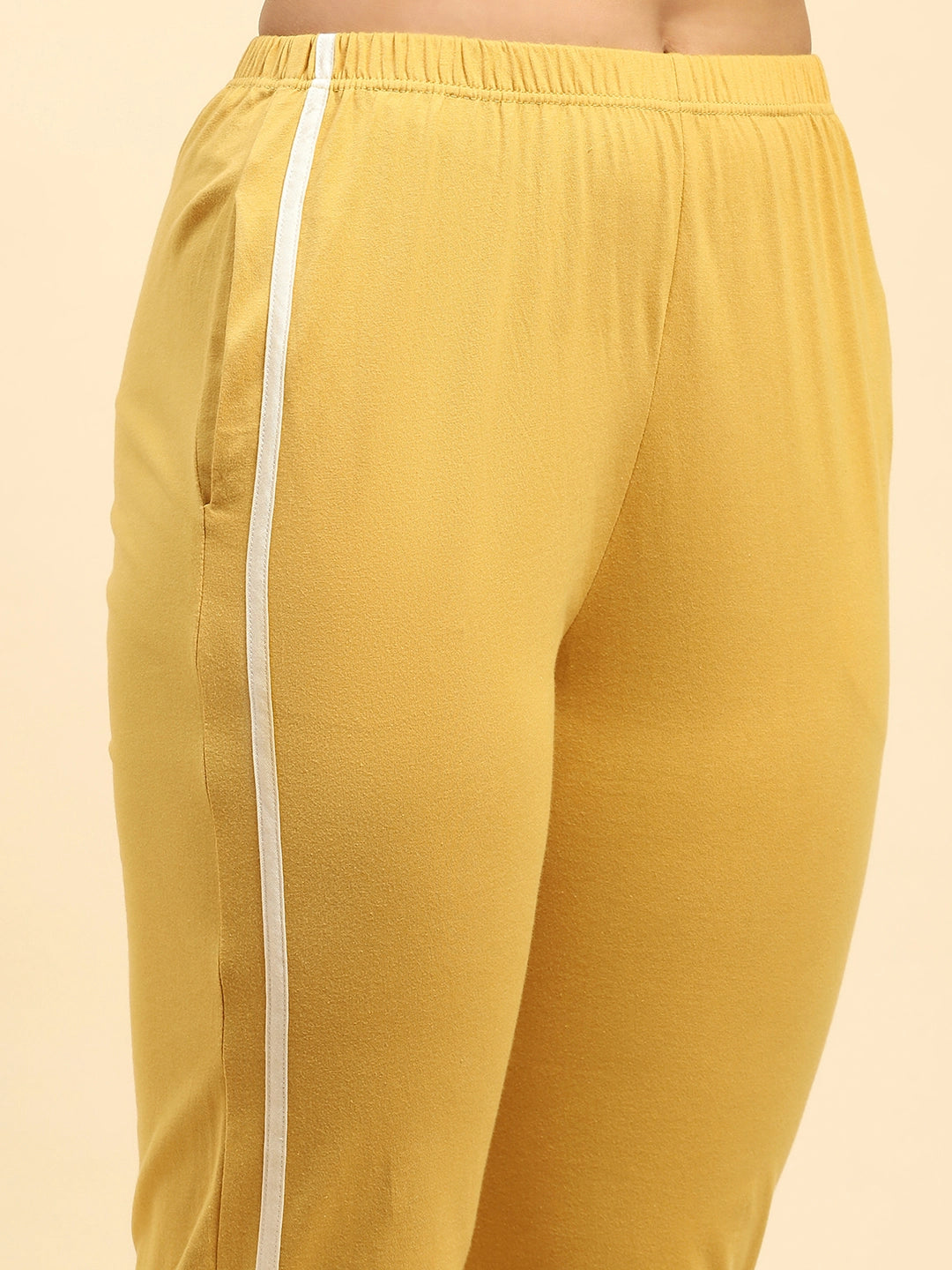 Mustard Geometric Print Cotton Nightsuit - Global Republic