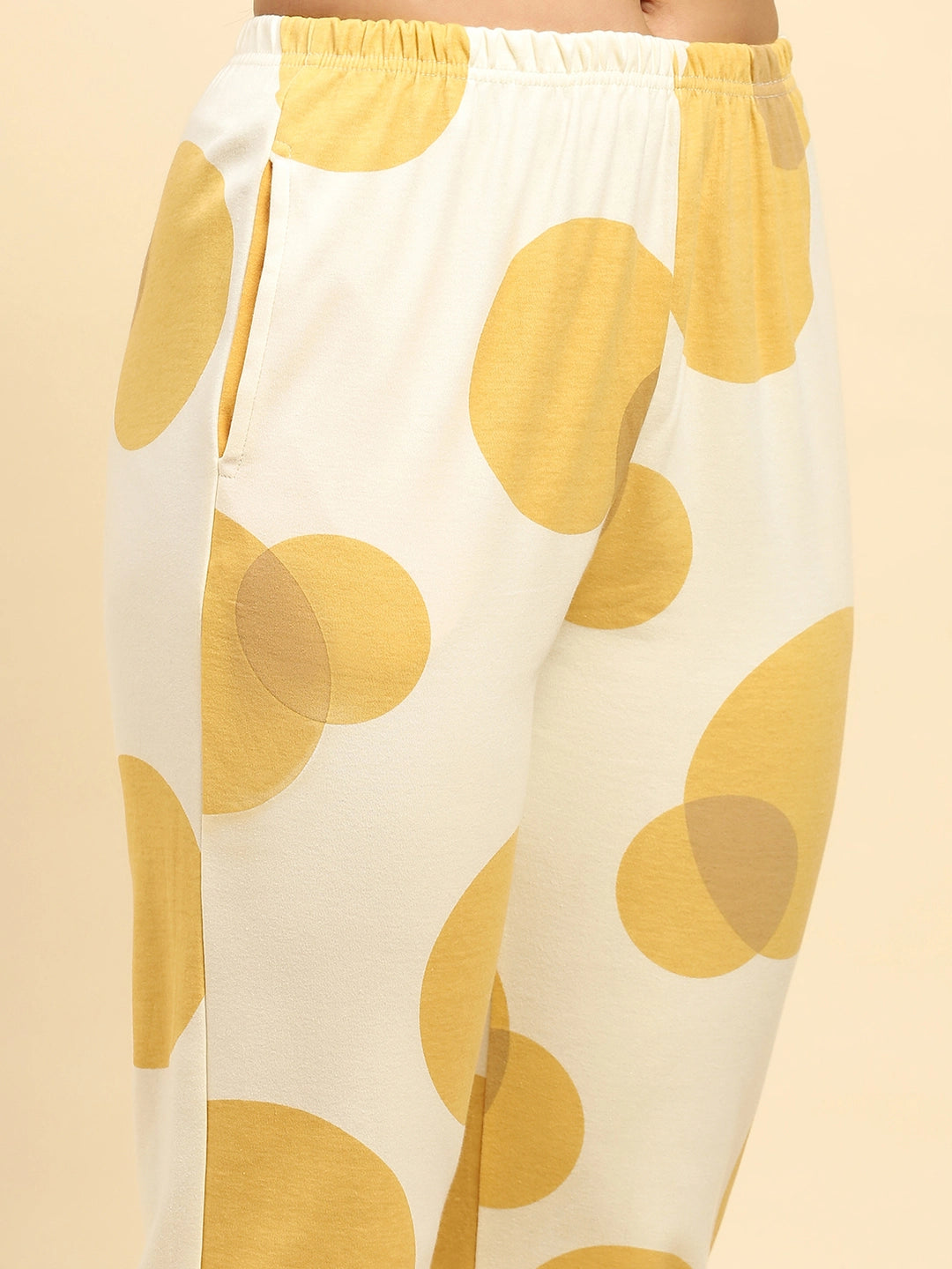 Yellow Printed Cotton Nightsuit - Global Republic