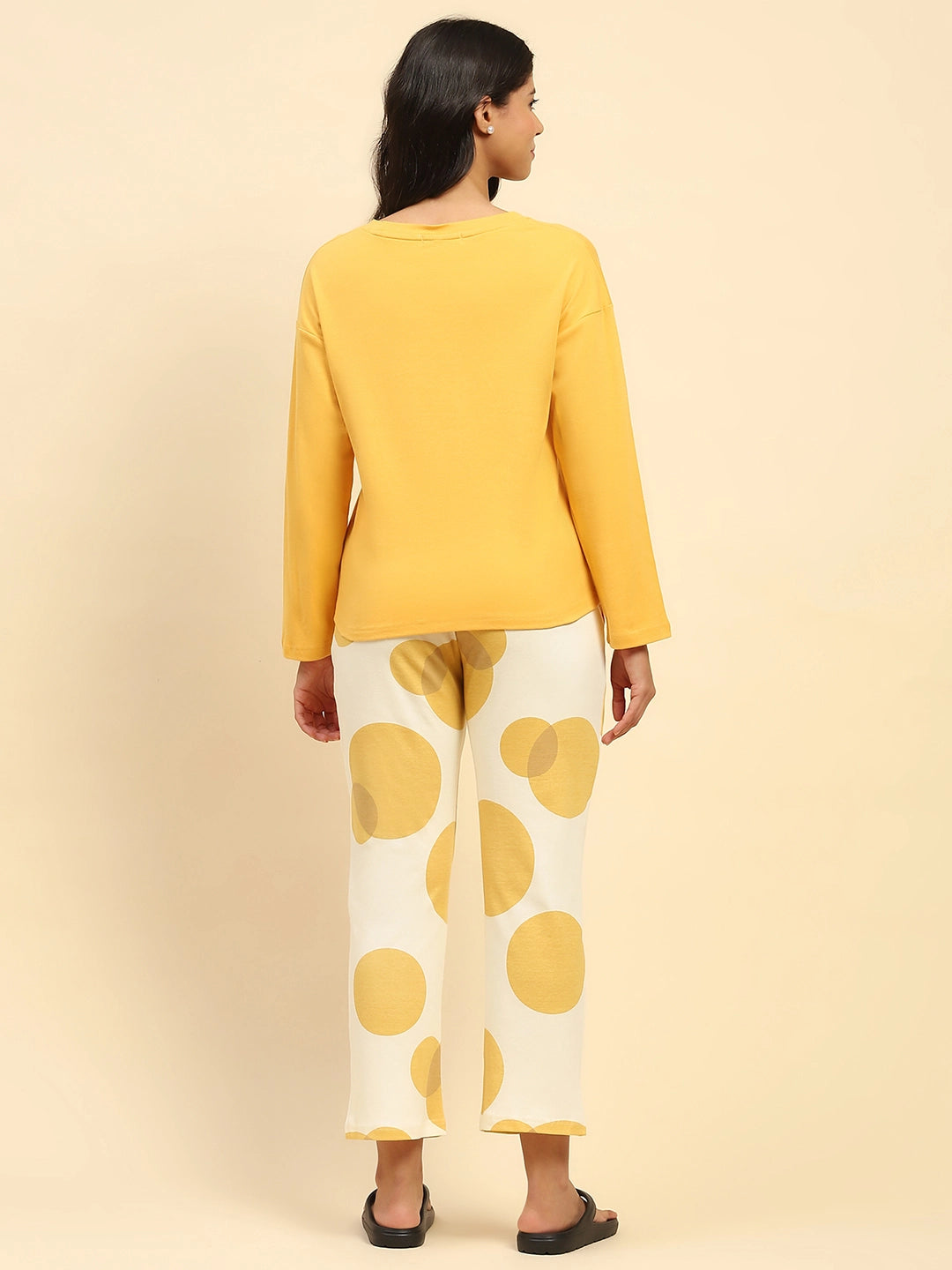 Yellow Printed Cotton Nightsuit - Global Republic