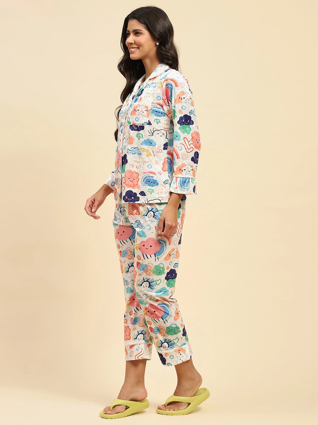 Multicolour Abstract Relaxed Fit Night Suit - Global Republic