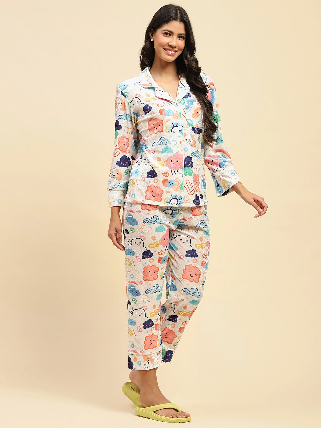 Multicolour Abstract Relaxed Fit Night Suit - Global Republic