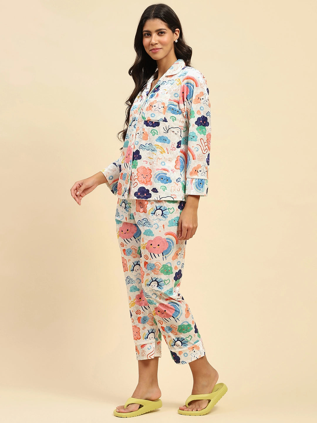 Multicolour Abstract Relaxed Fit Night Suit - Global Republic