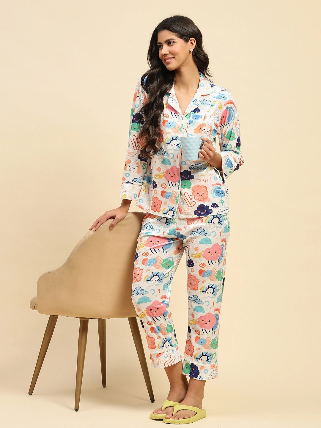 Multicolour Abstract Relaxed Fit Night Suit - Global Republic