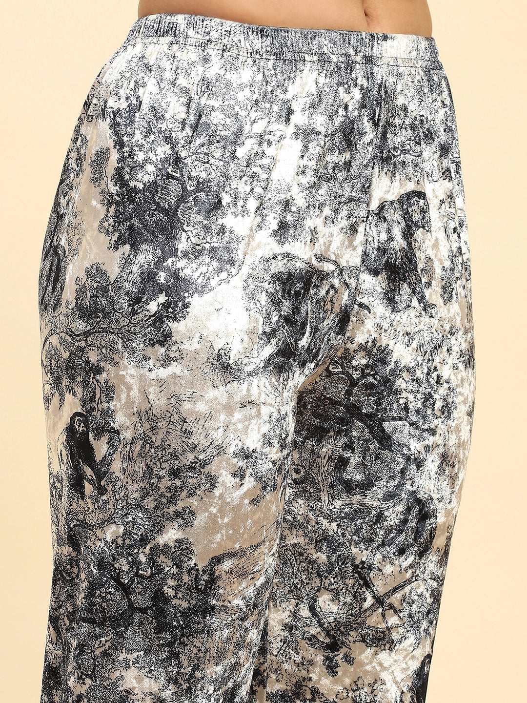 Marble Abstract Velvet Night Suit - Global Republic