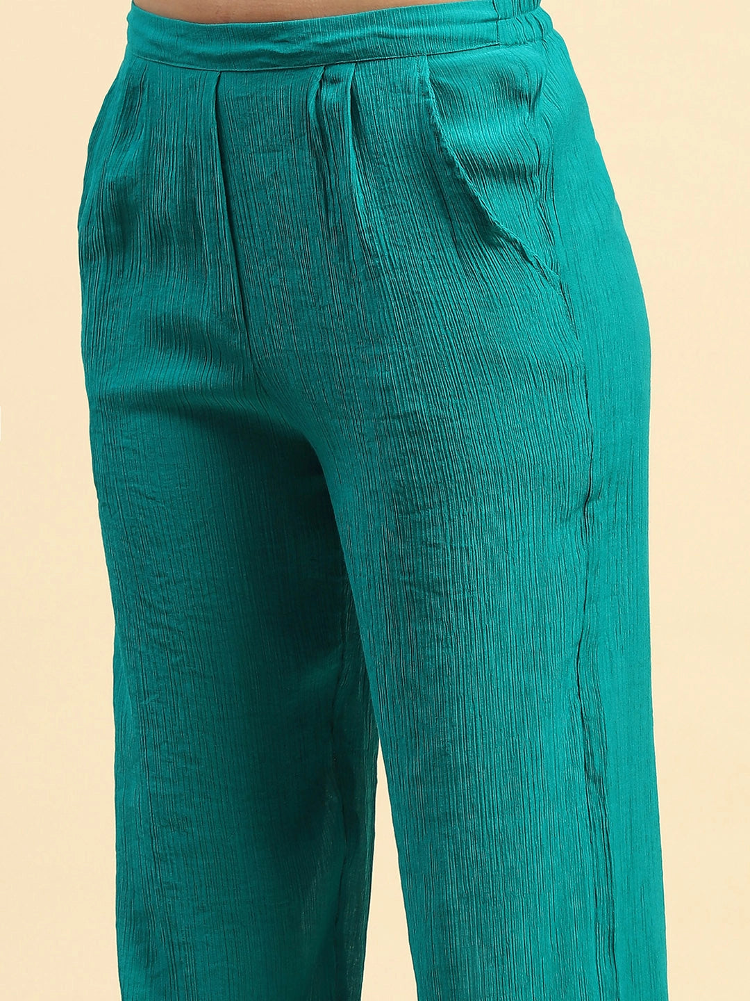 Sea Green Embroidered Viscose Relaxed Fit Co-ord Set - Global Republic