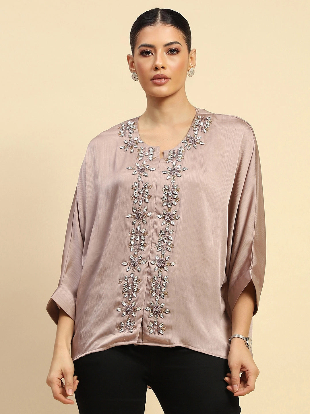 Onion Chiffon Oversized Embellished Top - Global Republic