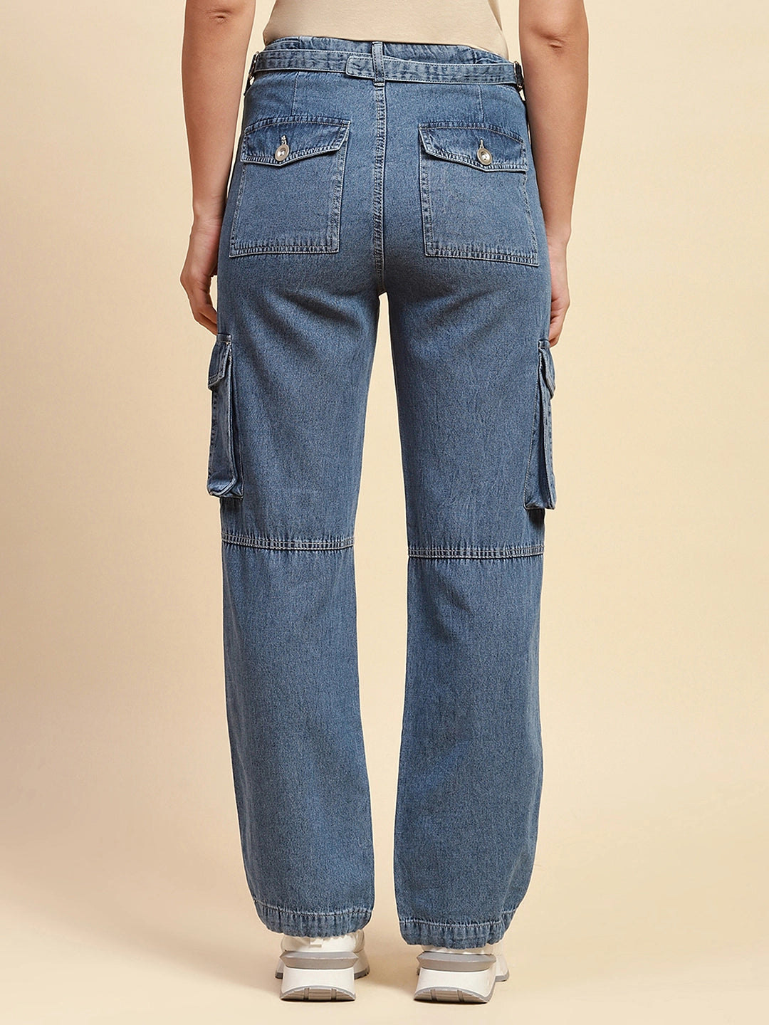 Blue Cotton Straight Relaxed Fit Cargo - Global Republic